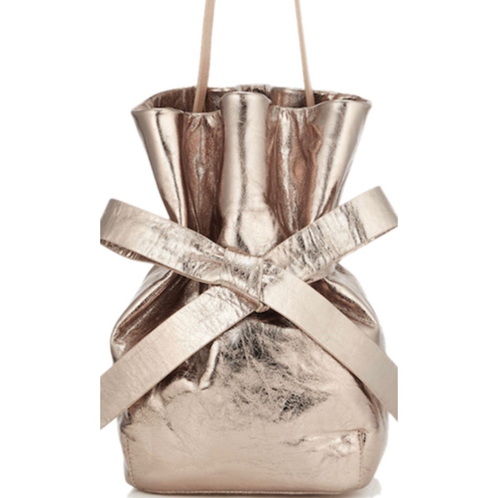 Jimmy Choo Eve Nude Metallic Lambskin Bucket Bag - Picture 2 of 11